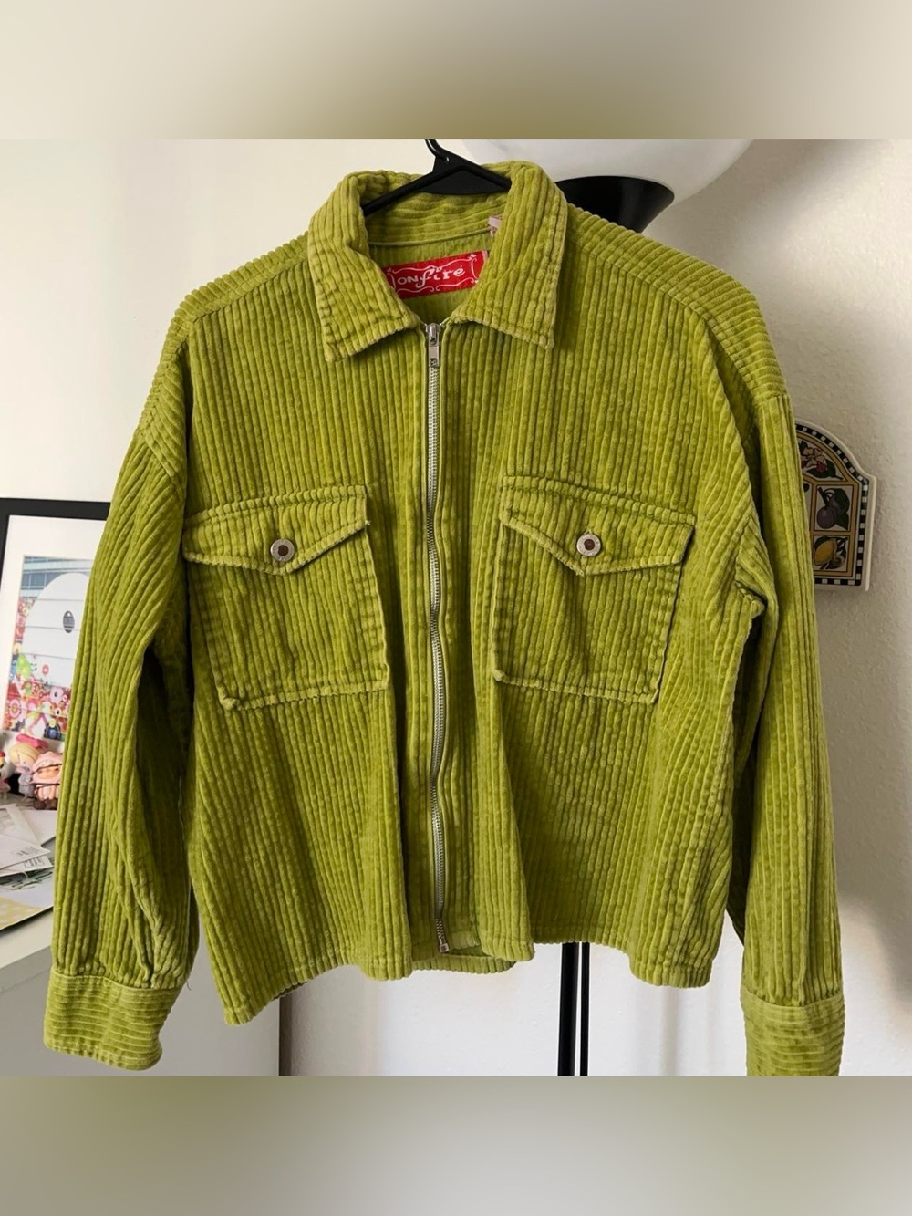 Vintage Corduroy Y2K Green Zip Up Jacket